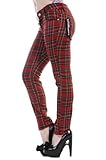 Banned Red Tartan Skinny Hose Damen Plaid Check Emo Punk Hose,...