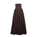 BLESSUME Vintage Rock Lang Retro High Taille Rock (S, Braun)