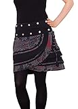 PUREWONDER Damen Wickelrock Baumwolle Rock mit Tasche sk196 Grau...