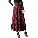 Wollrock Damen Winter Warm Winterrock Damen Lang A-Linie Rock...