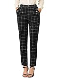 Allegra K Damen Vintage Tartan Karierte Hose Elastische Taille...