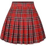 Damen Mini Rock Schottenrock Elastische Taille A Linie Röcke...