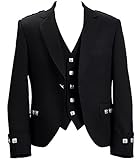 Lucasini Herren Kilt-Jacke mit Weste, schottische Argyle-Muster,...